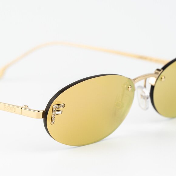 Fendi FIRST CRYSTAL Women Sunglasses Yellow Gold Oval FE4075US 30L AUTHENTENTIC - Picture 6 of 14